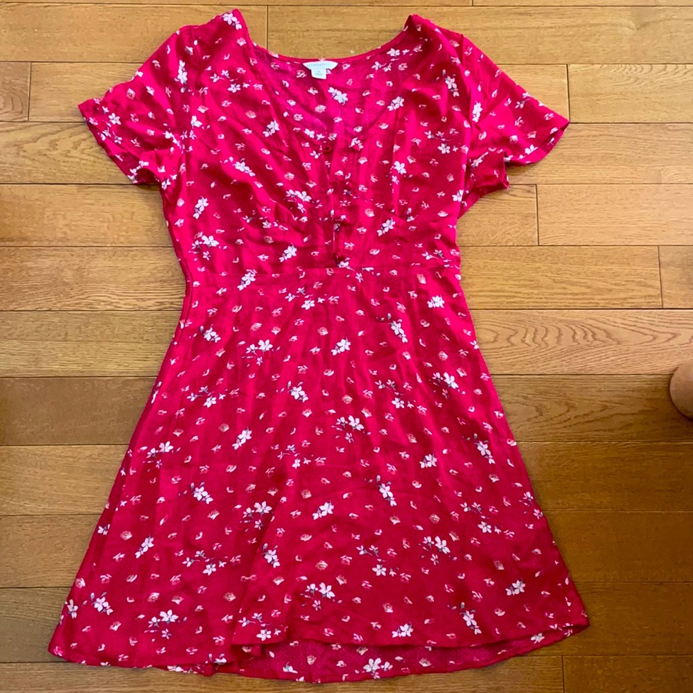 Red floral dress